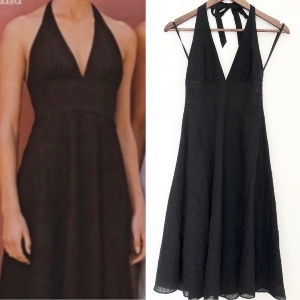 *J. Crew Brown Textured Halter Top A-Line Midi Flare Bottom Dress #O